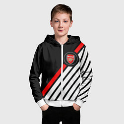 Толстовка на молнии детская Арсенал геометрия полосы, цвет: 3D-белый — фото 2