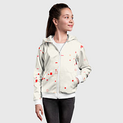 Толстовка на молнии детская Color white red shapes, цвет: 3D-белый — фото 2