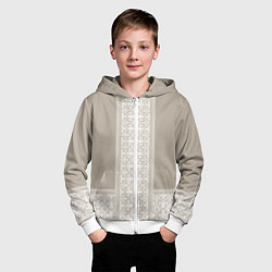 Толстовка на молнии детская Славянский орнамент-вышиванка рубаха, цвет: 3D-белый — фото 2