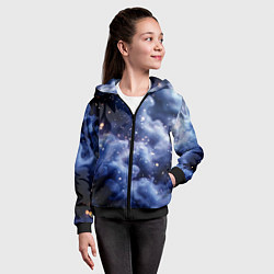 Толстовка на молнии детская Волшебная дымка тёмно-синий с искрами, цвет: 3D-черный — фото 2