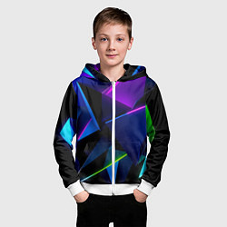 Толстовка на молнии детская Neon geometric, цвет: 3D-белый — фото 2