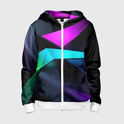 Толстовка на молнии детская Neon colored geometric, цвет: 3D-белый