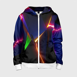 Толстовка на молнии детская Neon colored geometric, цвет: 3D-белый