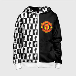 Толстовка на молнии детская Манчестер Юнайтед текстура люди, цвет: 3D-белый