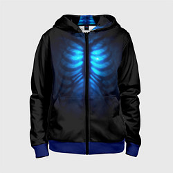 Толстовка на молнии детская Душа синяя - позвоночник и рёбра просвечиваются, цвет: 3D-синий