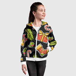 Толстовка на молнии детская Рождественский вайб, цвет: 3D-белый — фото 2