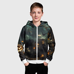 Толстовка на молнии детская Ночь тыкв и теней, цвет: 3D-белый — фото 2