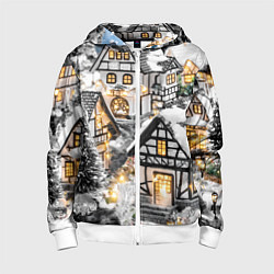 Детская толстовка на молнии Объемные новогодние дома
