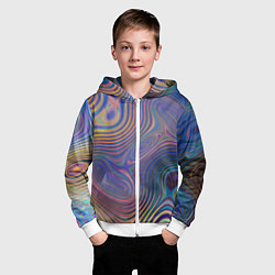 Толстовка на молнии детская Абстрактная рябь, цвет: 3D-белый — фото 2