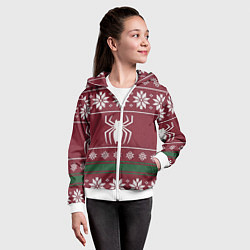 Толстовка на молнии детская Рождественский свитер Человека паука, цвет: 3D-белый — фото 2