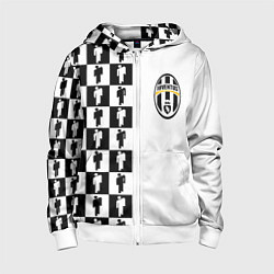 Толстовка на молнии детская Ювентус паттерн люди, цвет: 3D-белый