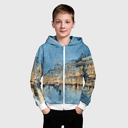 Толстовка на молнии детская Снежный вечер Санкт-Петербурга, цвет: 3D-белый — фото 2