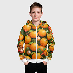 Толстовка на молнии детская Мандариновое настроение, цвет: 3D-белый — фото 2