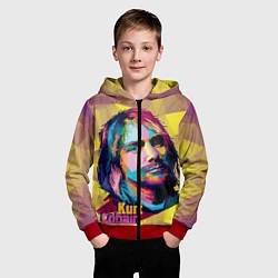 Толстовка на молнии детская Kurt Cobain: Abstraction, цвет: 3D-красный — фото 2