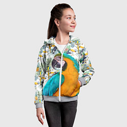 Толстовка на молнии детская Летний попугай, цвет: 3D-меланж — фото 2