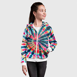 Толстовка на молнии детская Tie dye, цвет: 3D-белый — фото 2