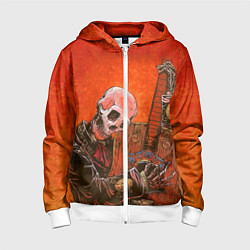 Толстовка на молнии детская Скелет с гитарой, цвет: 3D-белый