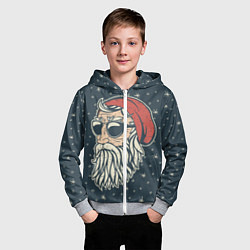 Толстовка на молнии детская Санта хипстер, цвет: 3D-меланж — фото 2