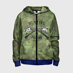 Толстовка на молнии детская Hunting & Fishing, цвет: 3D-синий
