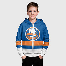 Толстовка на молнии детская New York Islanders, цвет: 3D-белый — фото 2