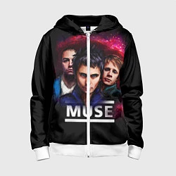 Толстовка на молнии детская Muse Band, цвет: 3D-белый