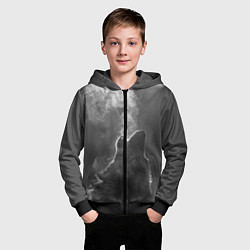 Толстовка на молнии детская Воющий волк, цвет: 3D-черный — фото 2