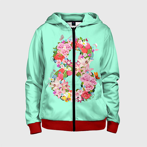 Детская толстовка на молнии 8 Марта / 3D-Красный – фото 1