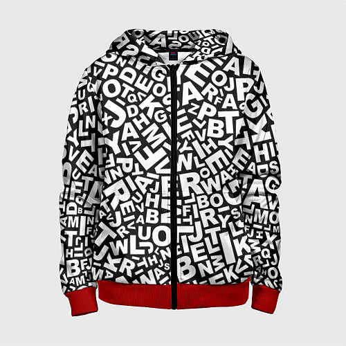 Детская толстовка на молнии Английский алфавит / 3D-Красный – фото 1