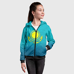 Толстовка на молнии детская Флаг Казахстана, цвет: 3D-черный — фото 2