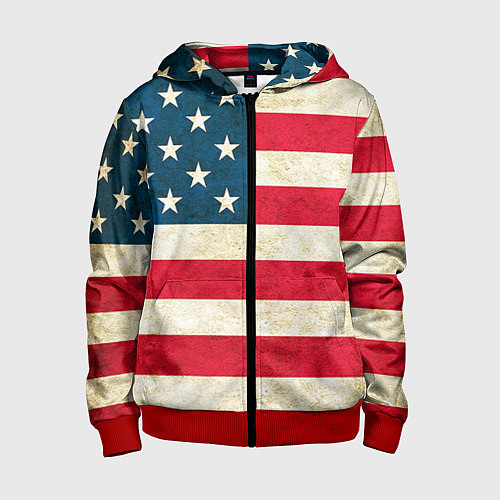 Детская толстовка на молнии США / 3D-Красный – фото 1