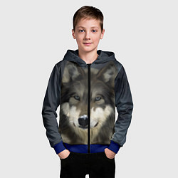 Толстовка на молнии детская Зимний волк, цвет: 3D-синий — фото 2