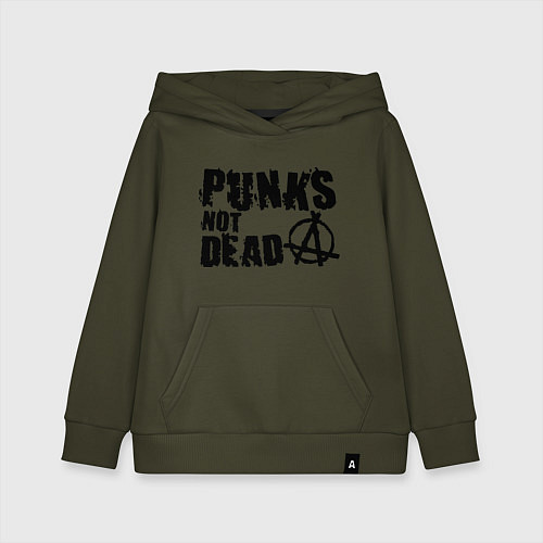 Детская толстовка-худи Punks not dead / Хаки – фото 1