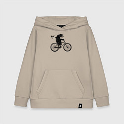 Толстовка детская хлопковая Ежик на велосипеде, цвет: миндальный