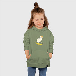Толстовка детская хлопковая Cat no banana meme, цвет: авокадо — фото 2