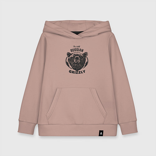 Детская толстовка-худи Russian Grizzly / Пыльно-розовый – фото 1