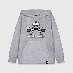 Толстовка детская хлопковая Train hard тренируйся усердно, цвет: меланж