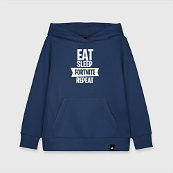 Толстовка детская хлопковая Eat Sleep Fortnite Repeat, цвет: тёмно-синий