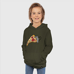 Толстовка детская хлопковая Кусочек пиццы парная, цвет: хаки — фото 2