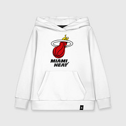 Толстовка детская хлопковая Miami Heat-logo, цвет: белый