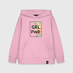 Толстовка детская хлопковая GRL PWR, цвет: светло-розовый