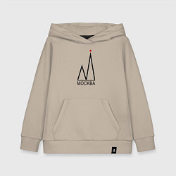 Толстовка детская хлопковая Москва-чёрный логотип-2, цвет: миндальный