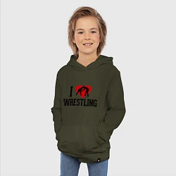 Толстовка детская хлопковая I love wrestling, цвет: хаки — фото 2