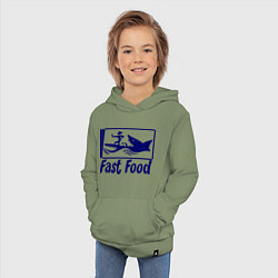 Толстовка детская хлопковая Shark fast food, цвет: авокадо — фото 2
