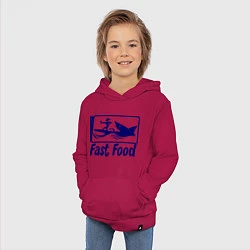 Толстовка детская хлопковая Shark fast food, цвет: маджента — фото 2