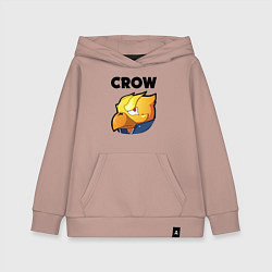 Толстовка детская хлопковая BRAWL STARS CROW PHOENIX, цвет: пыльно-розовый