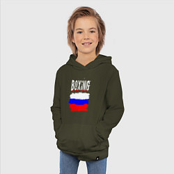 Толстовка детская хлопковая Бокс Россия, цвет: хаки — фото 2