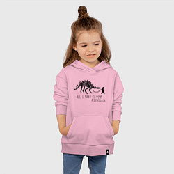 Толстовка детская хлопковая All a need is dinosaur, цвет: светло-розовый — фото 2