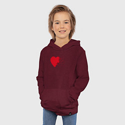 Толстовка детская хлопковая Сердце, цвет: меланж-бордовый — фото 2