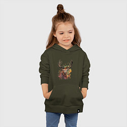 Толстовка детская хлопковая Красочный олень, цвет: хаки — фото 2