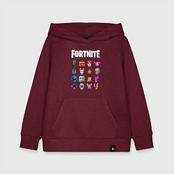 Толстовка детская хлопковая FORTNITE, цвет: меланж-бордовый